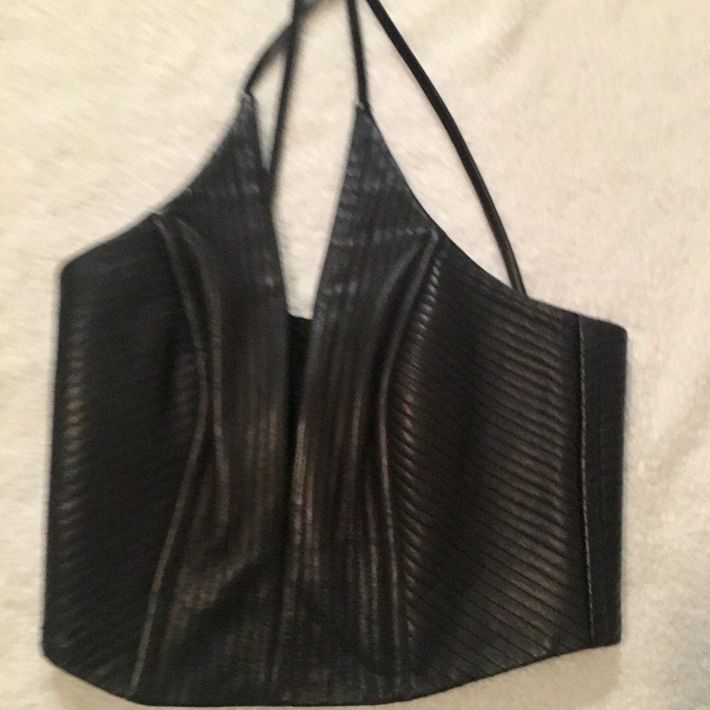 Leather, halter top
